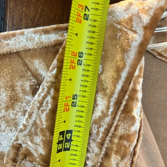 Crushed Velvet Button-Down Shirt - Gold/Tan - Picture 4 of 5